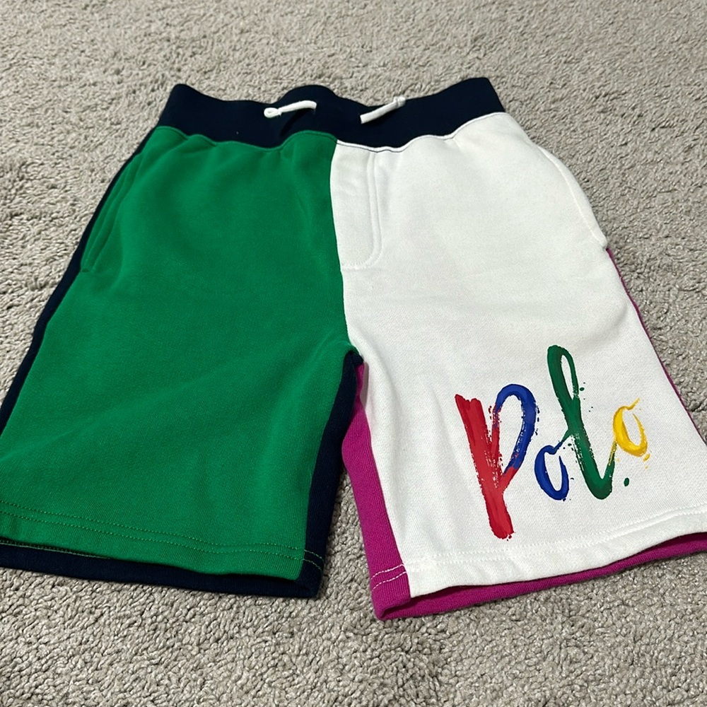 Multi-color polo shorts, sweater like